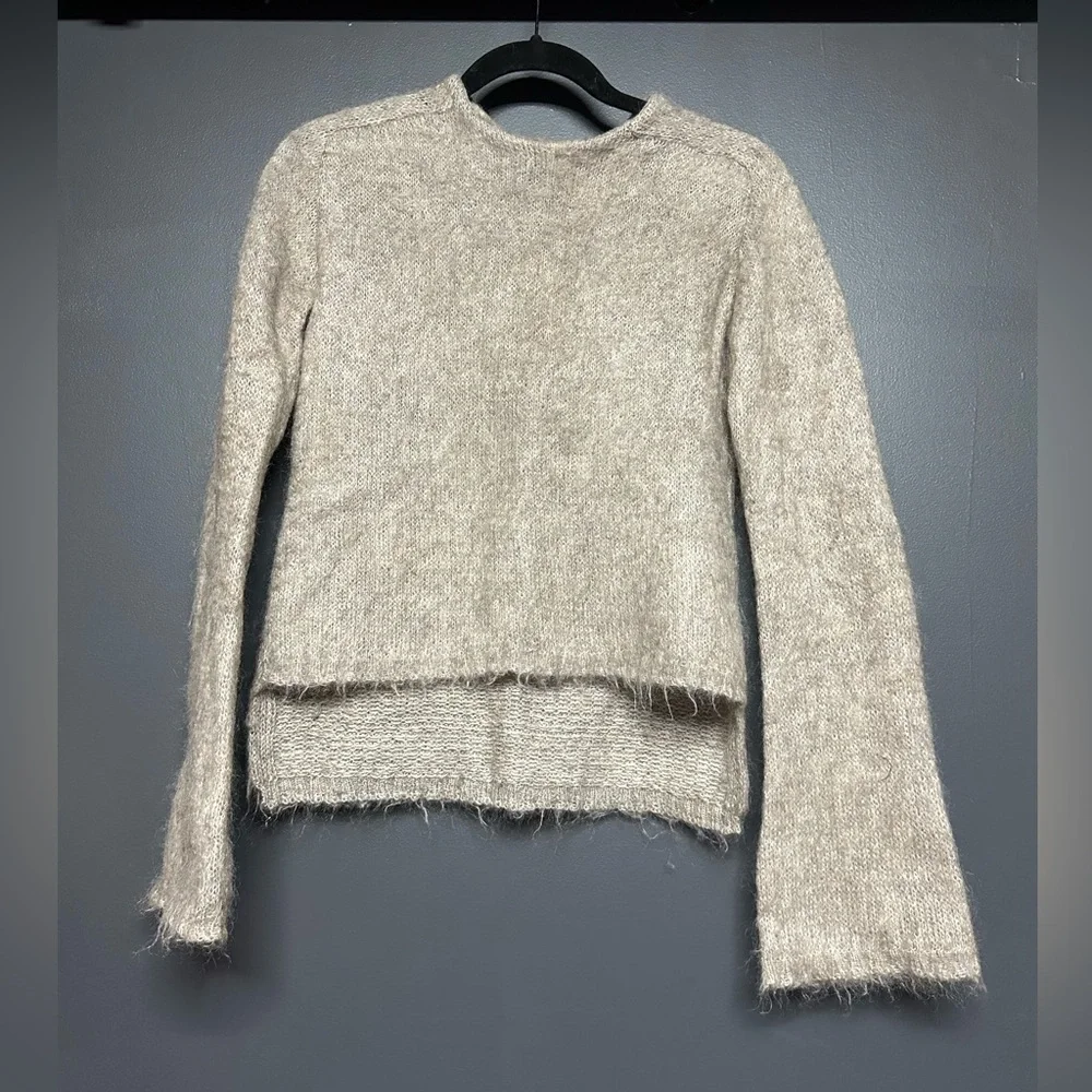 Rick Owens Mohair and Wool Wide Sleeve Sweater Taupe S - Picture 2 of 4